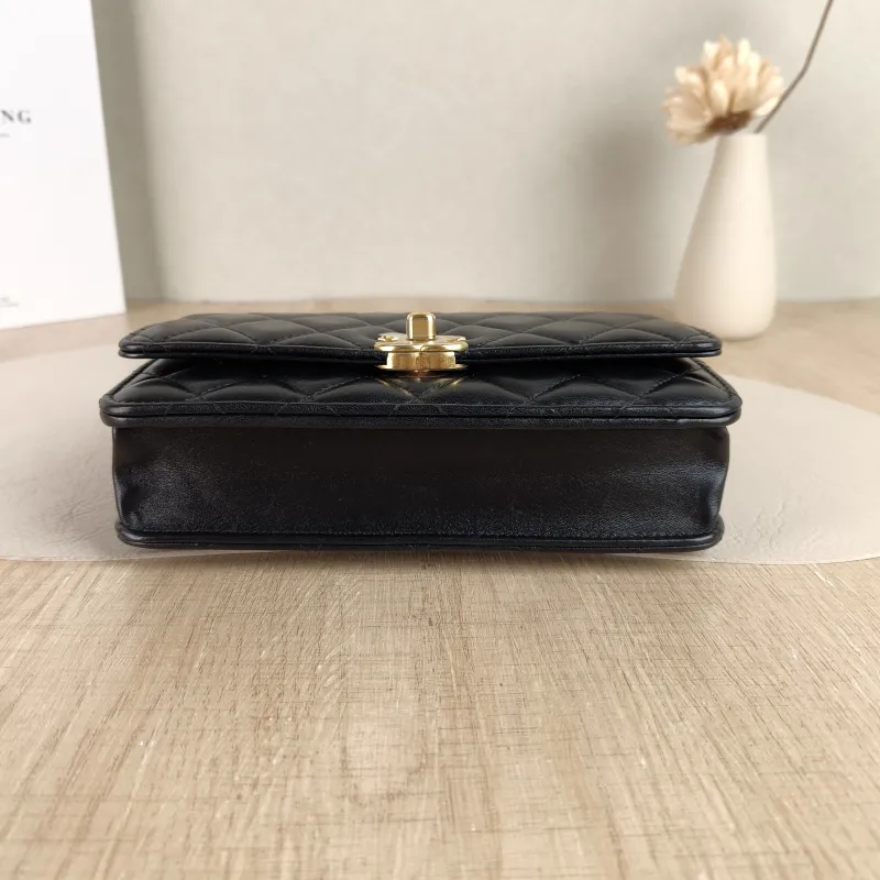 Chanel Shoulder Bag cf Black Lambskin 19 × 4.5 × 12 cm Microchip Edition — cover view 4 of 5