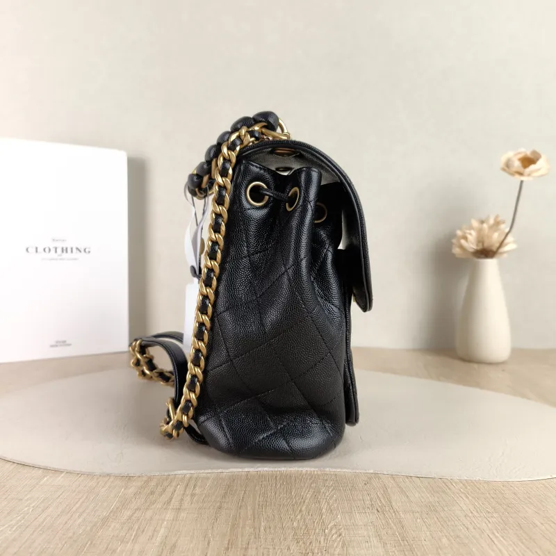 Chanel Backpack Backpack Black Grained Calfskin Small 19 × 9.5 × 21.5 cm — detail view 2 of 11