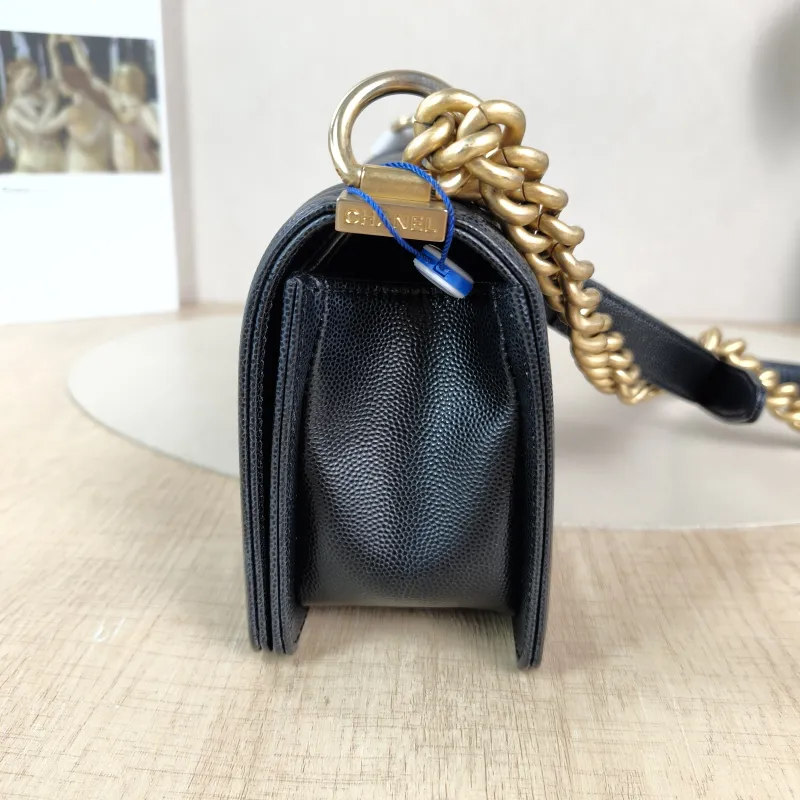 Chanel Crossbody Bag Le Boy​ Black Grained Calfskin Small 20.5 × 8.5 × 12 cm — detail view 4 of 12