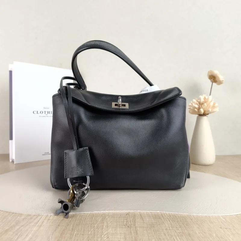 BALENCIAGA Crossbody Bag RODEO Black Calfskin Mini 23 × 10 × 17 cm