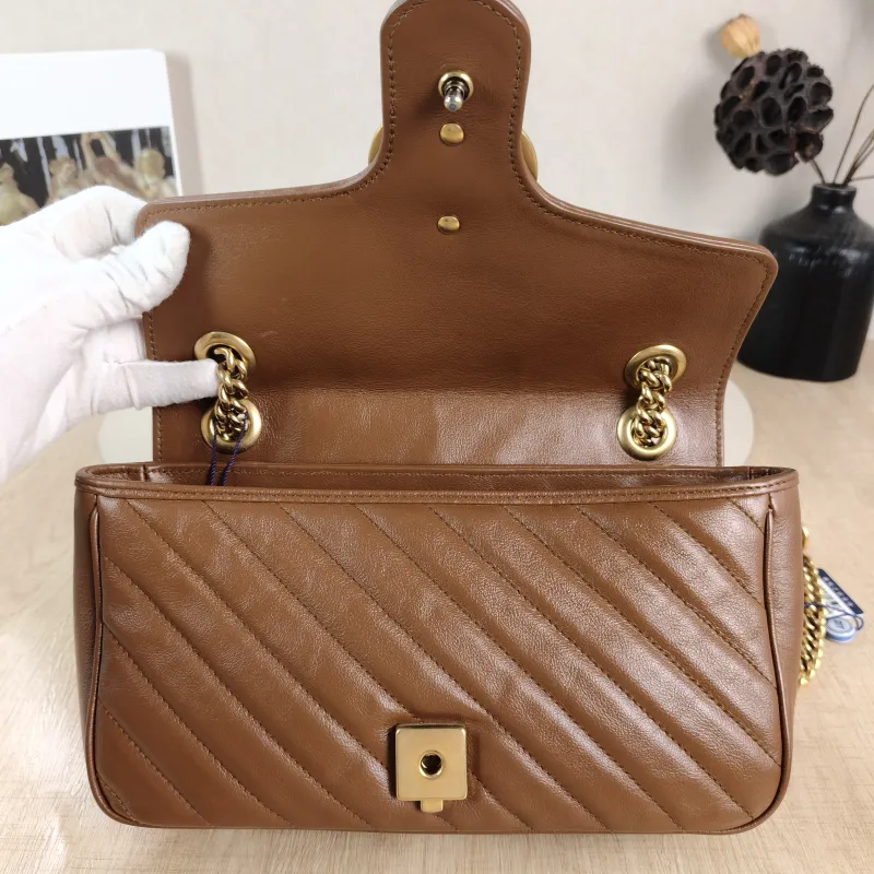 GUCCI Crossbody Bag GG Marmont Medium Marmont 26 Caramel Calfskin 26 × 7 × 15 cm — detail view 11 of 11