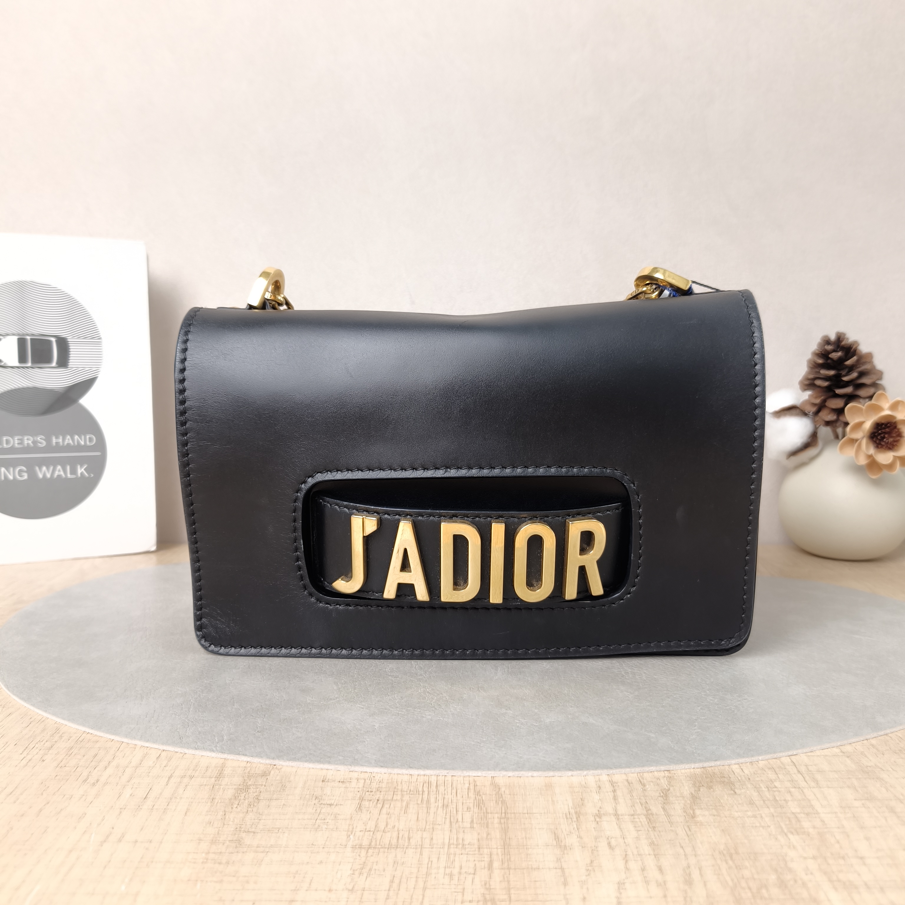 DIOR Crossbody Bag J'A Black Calfskin Medium25 × 6.5 × 16.5 cm
