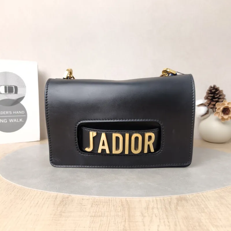 DIOR Crossbody Bag J'A Black Calfskin Medium25 × 6.5 × 16.5 cm