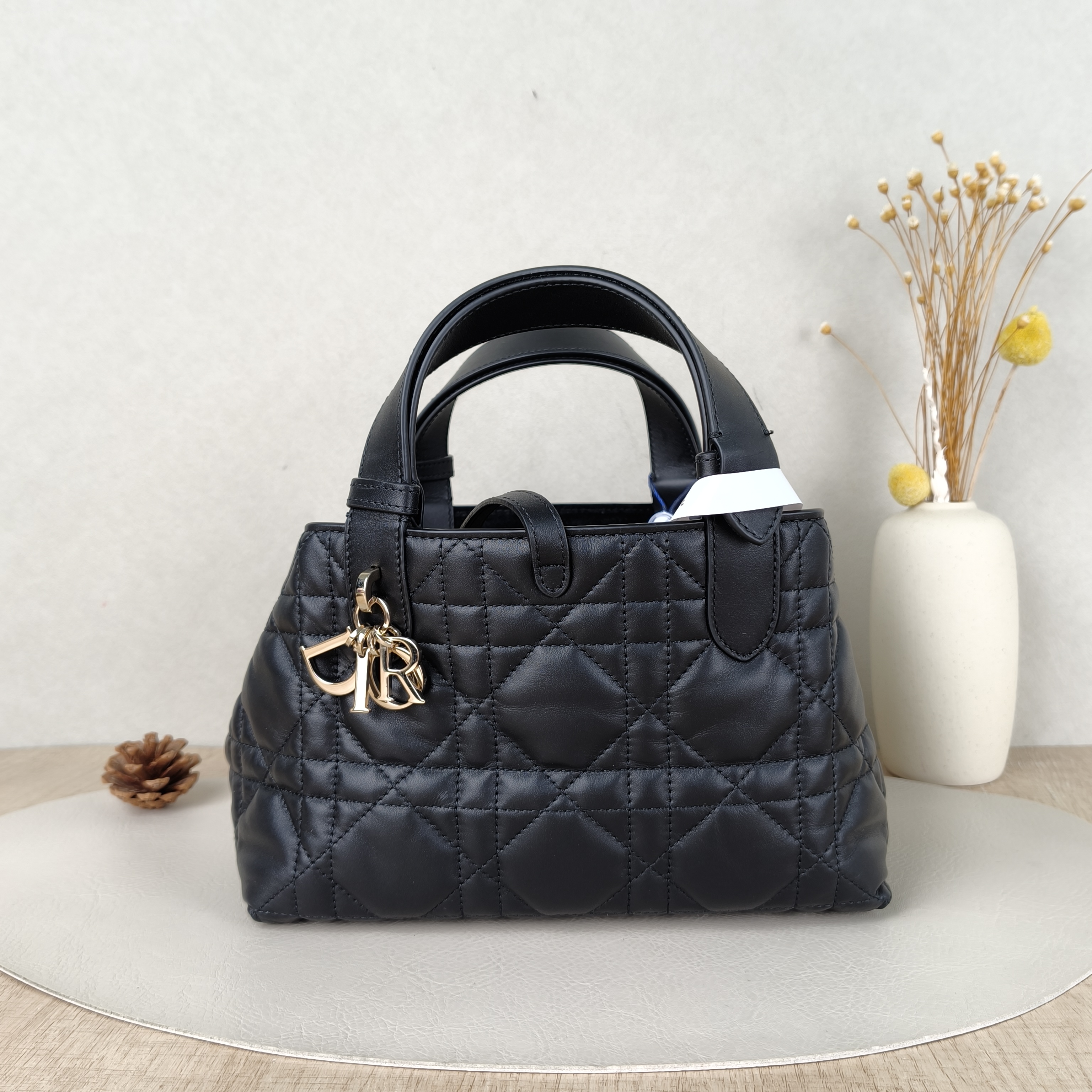 DIOR Top Handle Bag TOUJOURS Black Calfskin Small23 × 12 × 15.5 cm