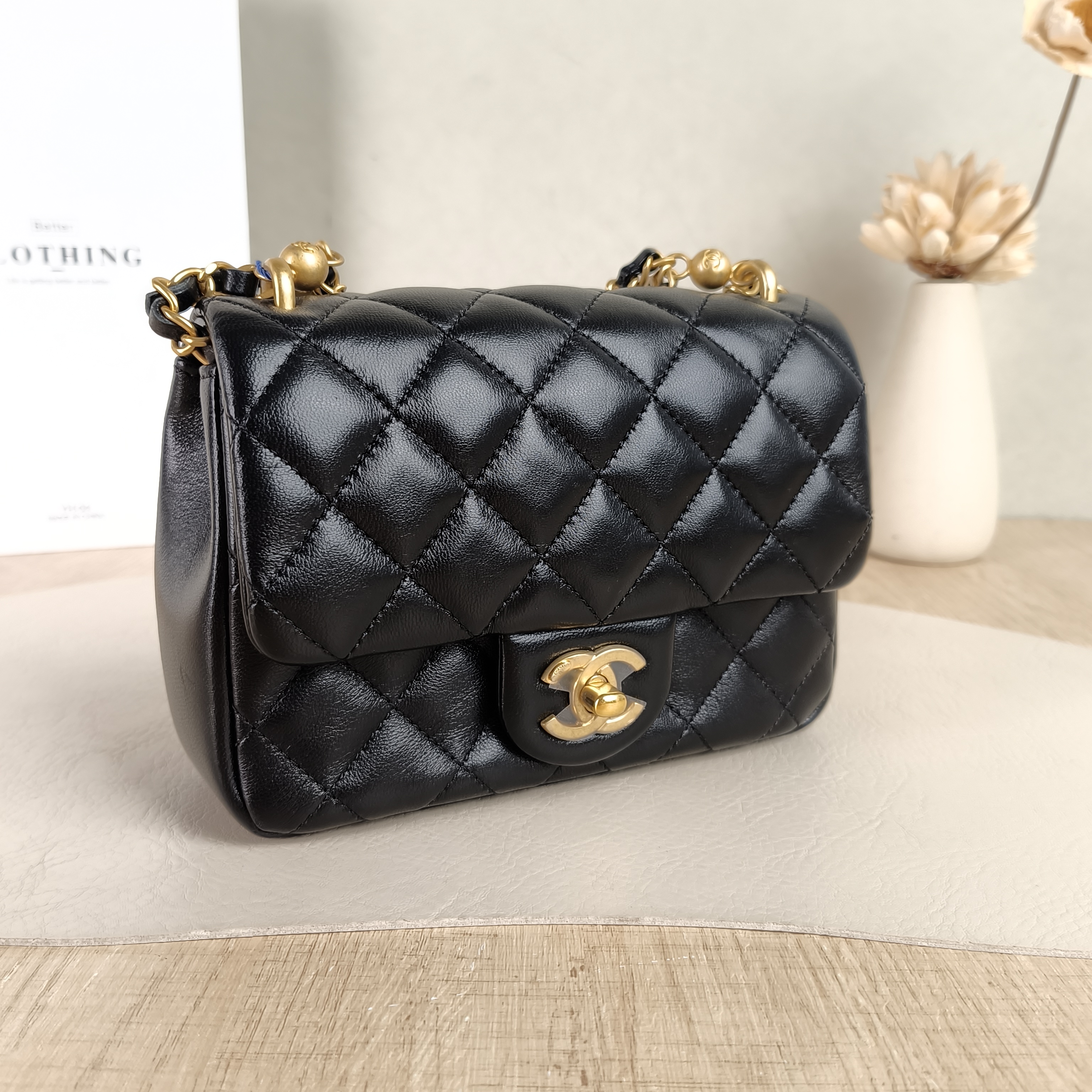 Chanel Crossbody Bag Pearl Black Lambskin One Size17 × 5 × 12.5 cm — cover view 5 of 5