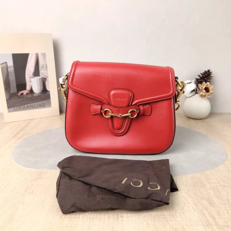 GUCCI Crossbody Bag Crossbody Bag Red Calfskin 23.5 × 7 × 18 cm — cover view 2 of 6