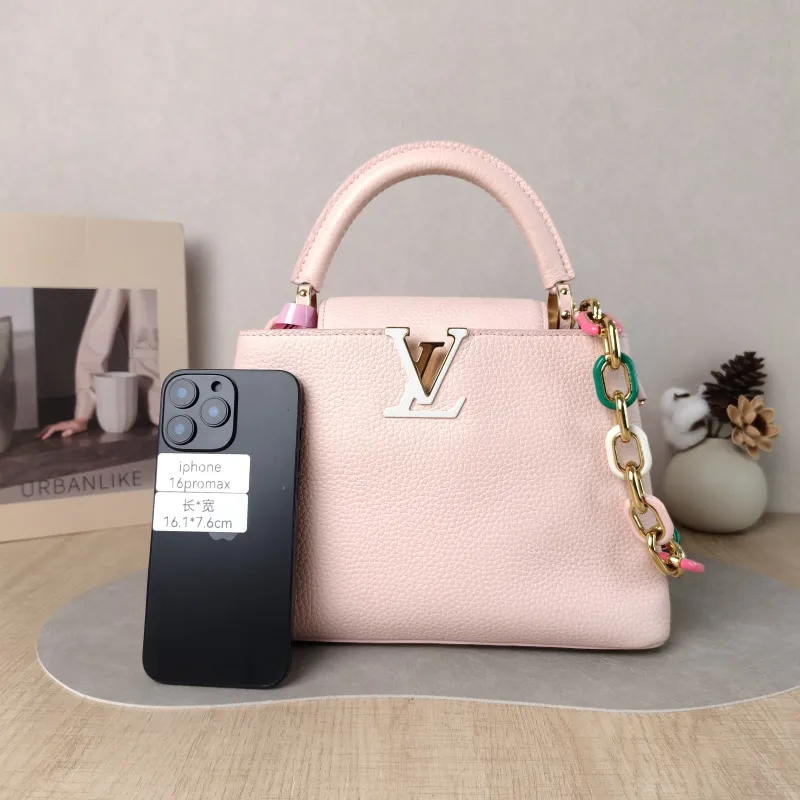 Louis Vuitton Top Handle Bag Capucines Pink Calfskin BB 27 × 9 × 17.5 cm — cover view 4 of 5