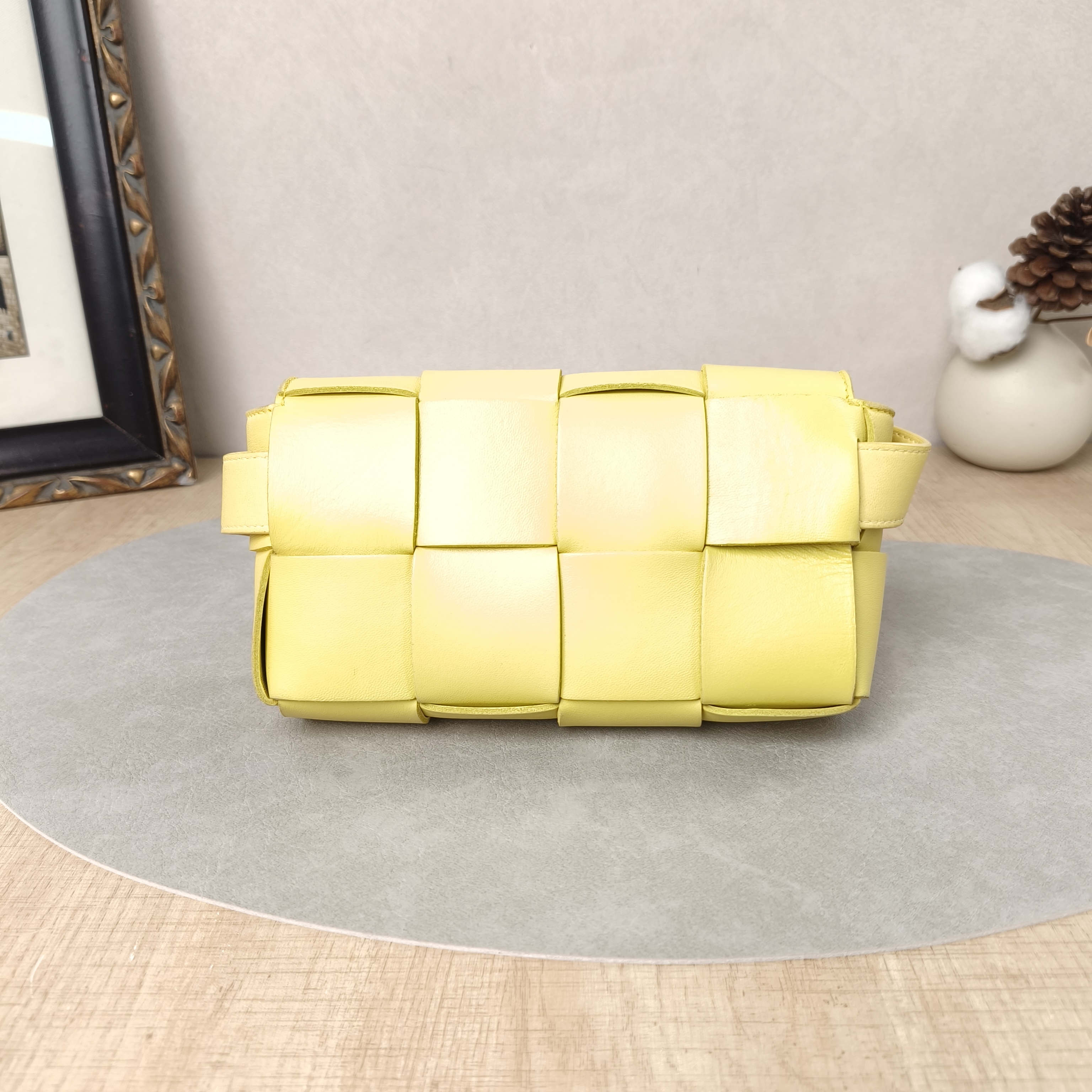 Bottega Veneta Crossbody Bag Cassette Woven Yellow Lambskin Small18 × 5 × 11 cm — cover view 4 of 5