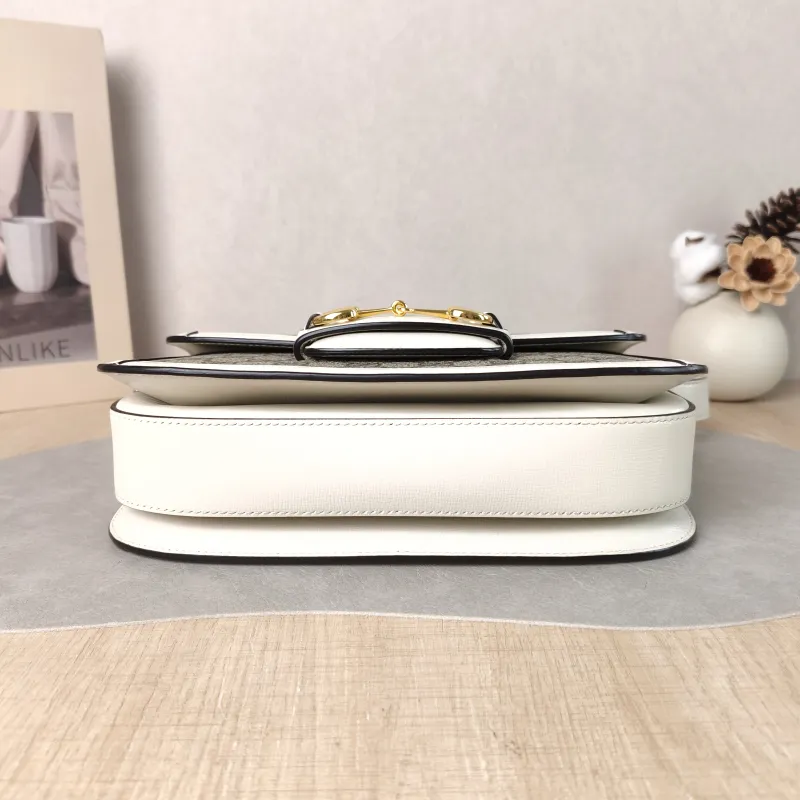 GUCCI Crossbody Bag Horsebit 1955 Horsebit Medium White Monogram PVC Medium 25 × 8 × 18 cm — cover view 6 of 6