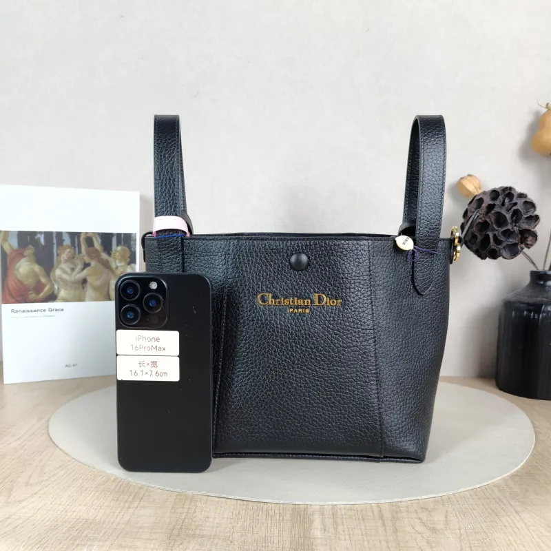 DIOR Top Handle Bag Signature Bucket Bag Black Calfskin Small 21 × 11 × 19 cm — cover view 3 of 5