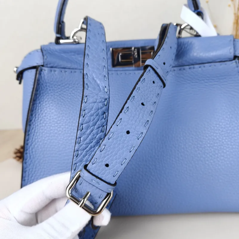 FENDI Crossbody Bagpeekaboo lconic Crossbody Bag Blue Calfskin Large34 × 13 × 23 cm — detail view 14 of 14