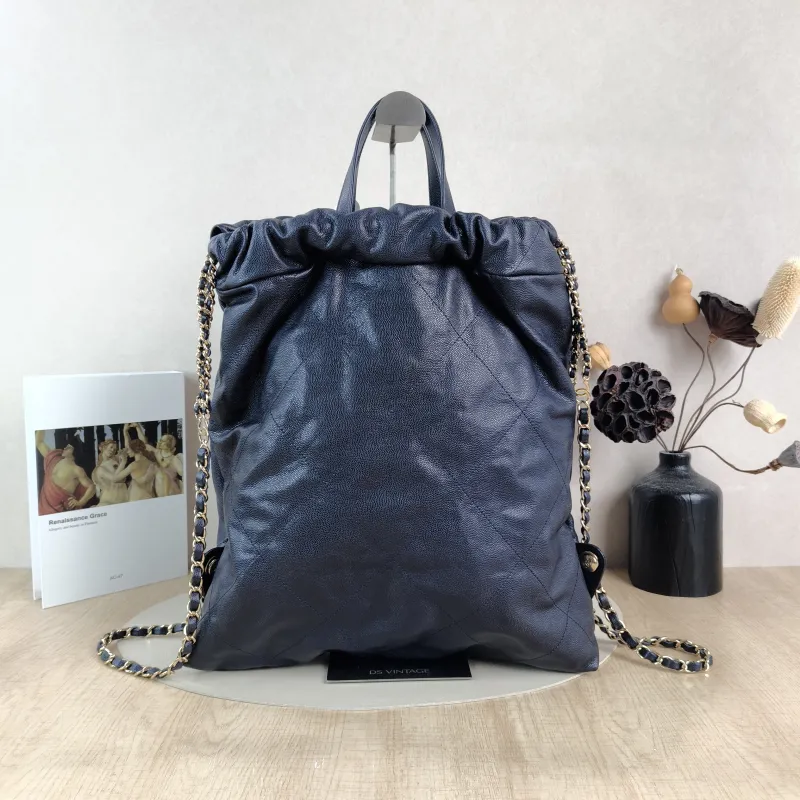 Chanel Backpack 22Bag Backpack Blue Calfskin Small 34 × 8 × 40 cm — cover view 4 of 5