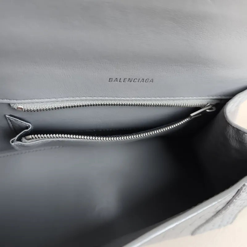 BALENCIAGA Crossbody Bag Hourglass Hourglass Bag Grey Calfskin Small 23 × 10 × 14 cm — detail view 8 of 11