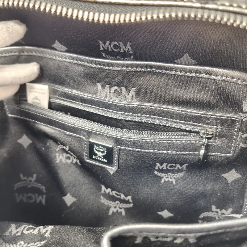 MCM Backpack Backpack Silver Canvas 32.5 × 15 × 39 cm — detail view 6 of 11