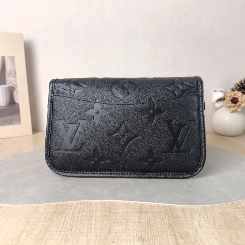 Louis Vuitton Crossbody Bag Diane Baguette Bag Black Monogram Empreinte Embossed Calfskin Small 24 × 9 × 15 cm — cover view 6 of 6