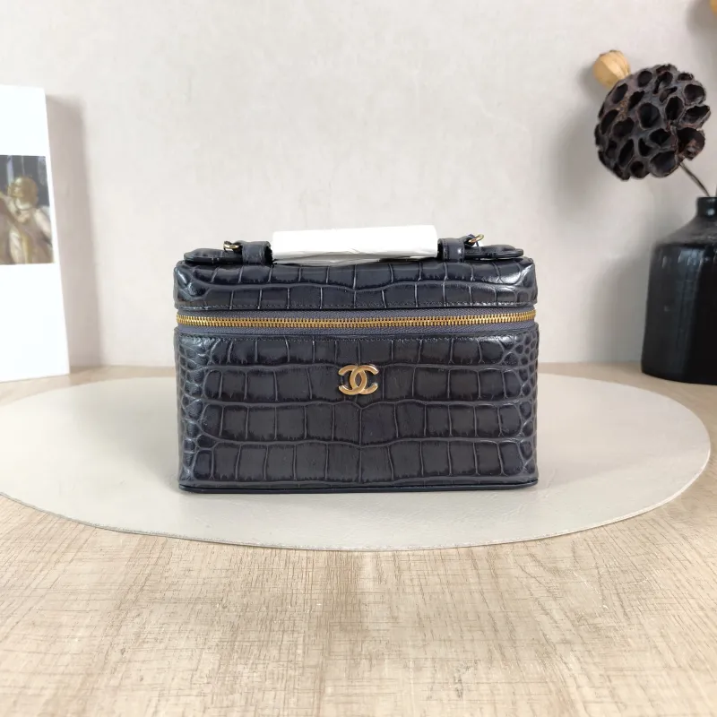 Chanel Crossbody Bag Collectionlp Top Handle Bag Dark Grey Calfskin One Size 19.5 × 5 × 17 cm