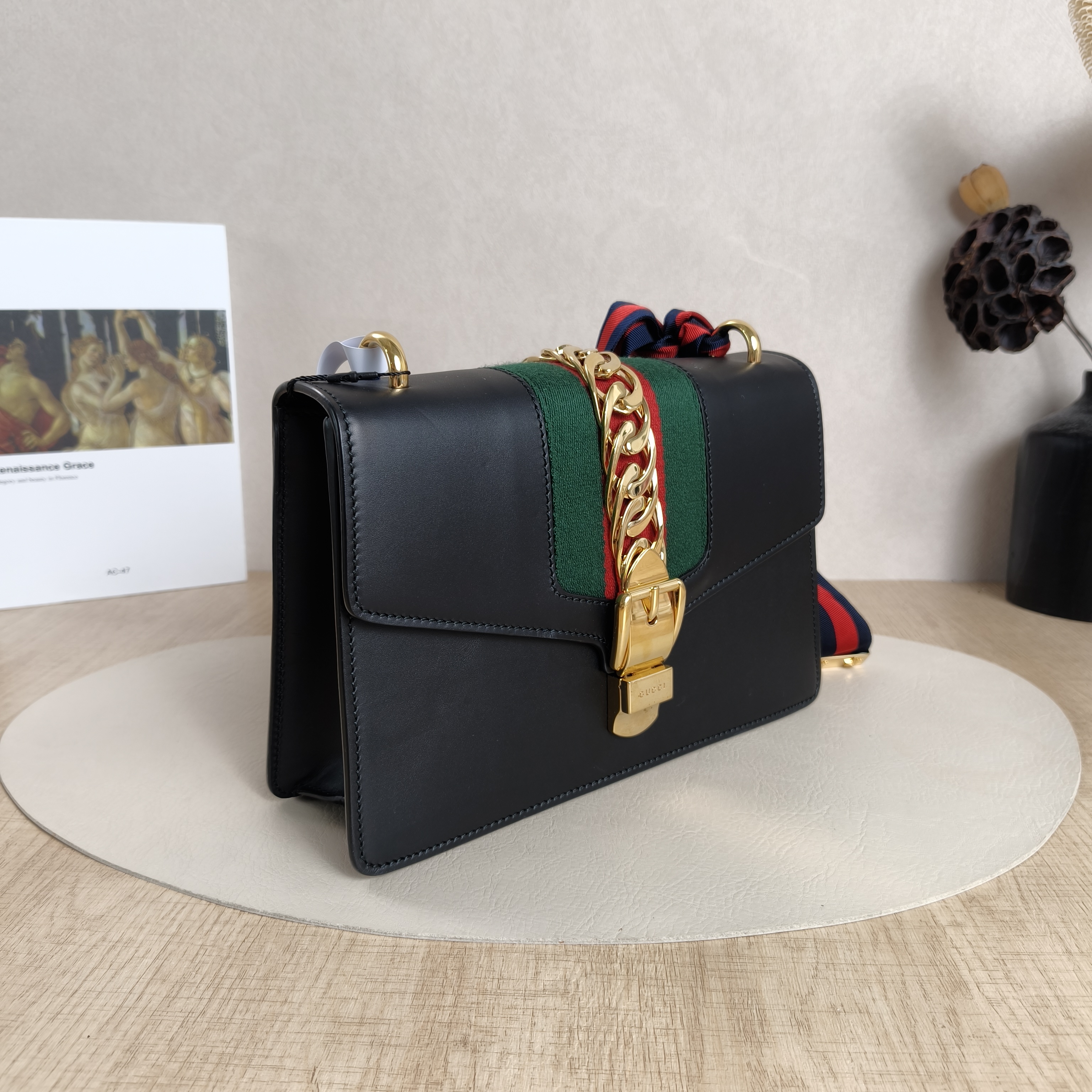 GUCCI Shoulder Bag Sylvie Shoulder Strap Edition Black CC alfskin Small25.5 × 8 × 17 cm — cover view 2 of 11