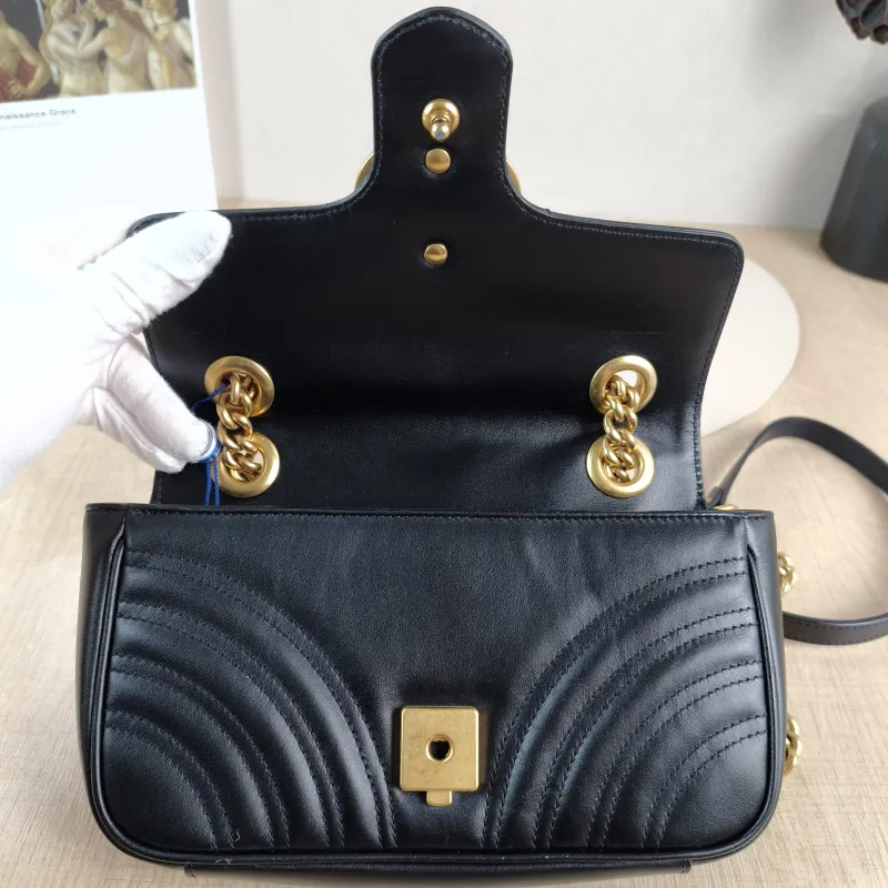 GUCCI Crossbody Bag GG Marmont Small Marmont 22 Black CC alfskin Small 22 × 6 × 13 cm — detail view 10 of 13