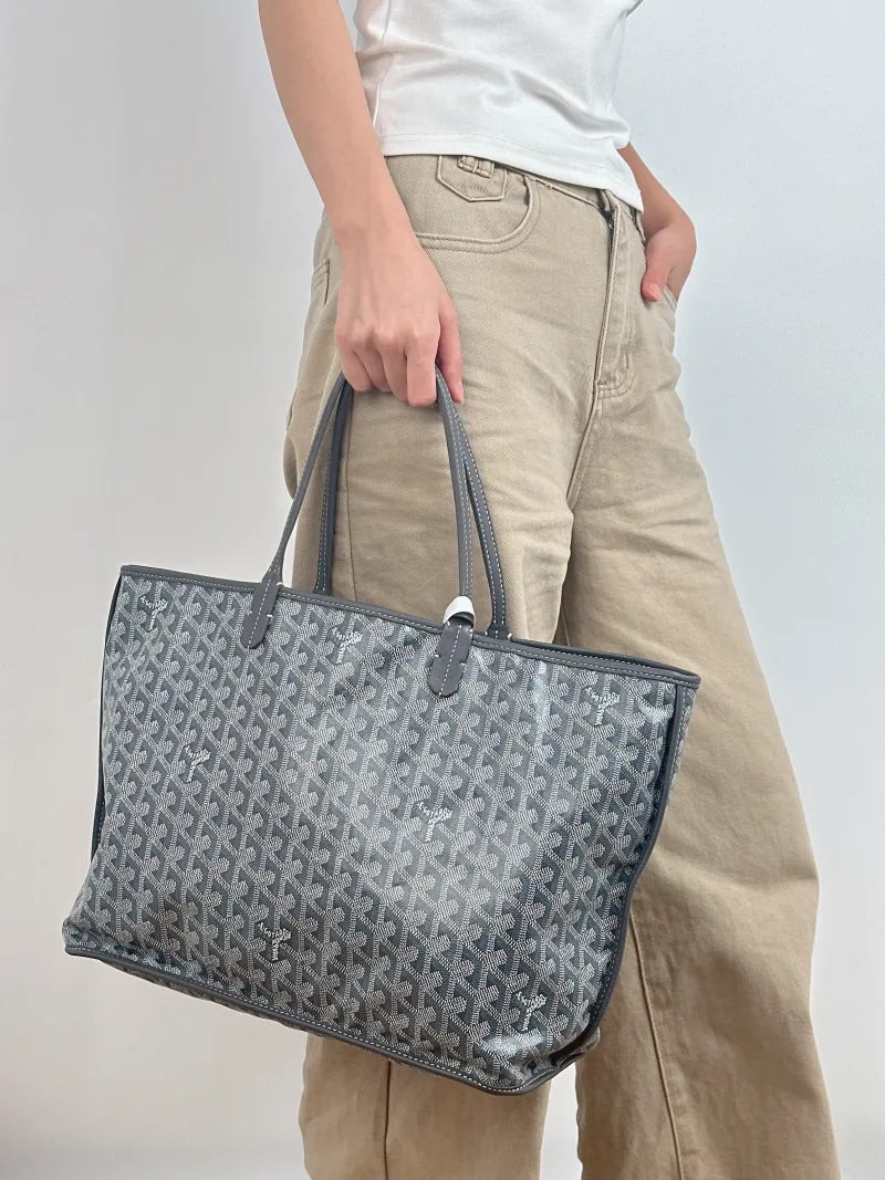 GOYARD Shoulder Bag SAINT LOUIS Shopping Tote Grey PVC Small 34 × 15 × 28 cm — on-model view 2 of 2