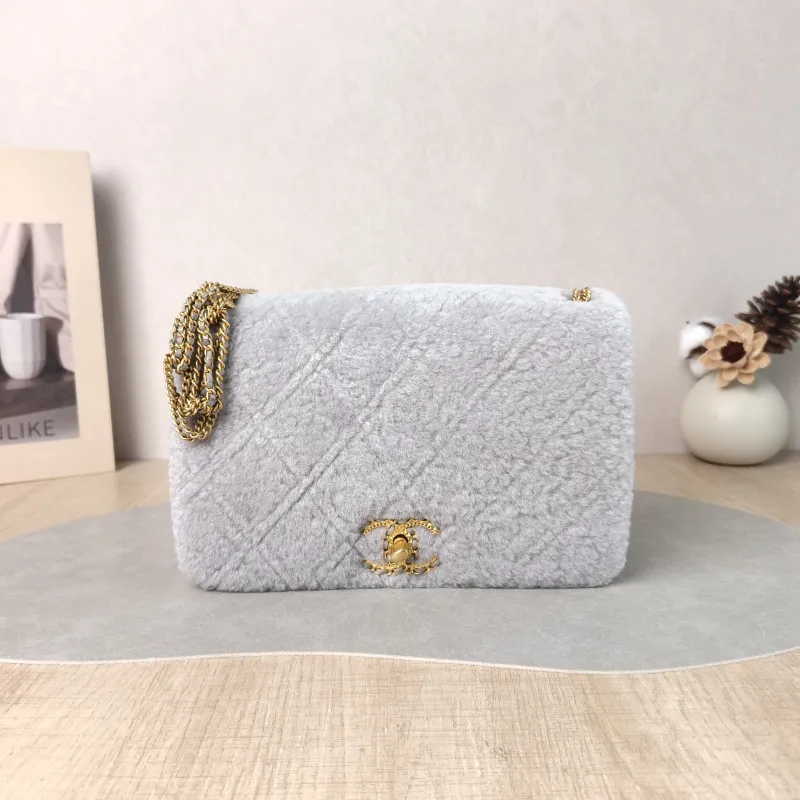 Chanel Crossbody Bag CF Shoulder Crossbody Bag Grey One Size 22 × 8 × 14 cm