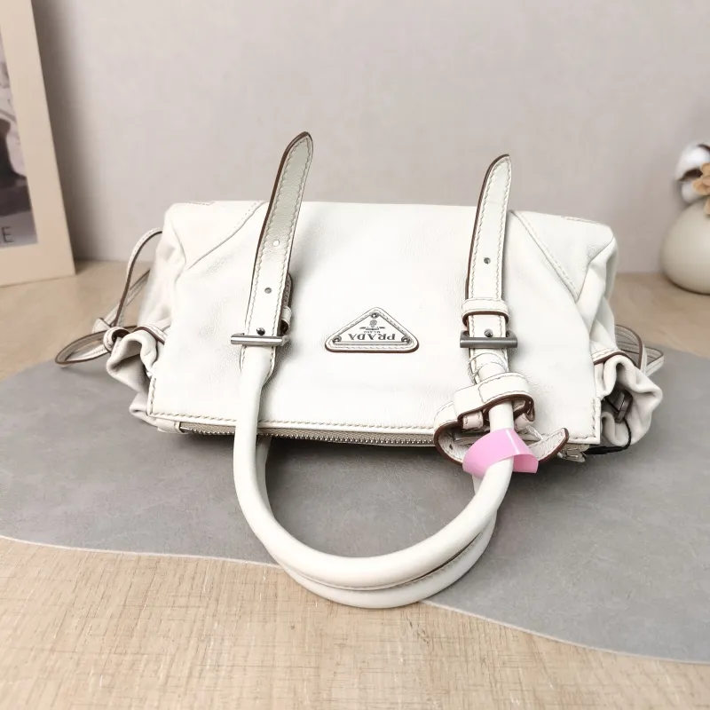 PRADA Crossbody Bag Karin Tote Bag White Calfskin Small 24 × 9 × 14 cm — detail view 7 of 11