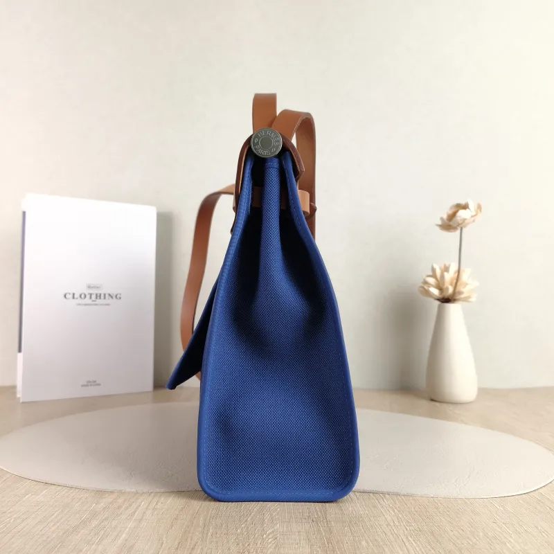 Hermès Crossbody Bag Herbag 31 Blue Caramel Canvas Medium 30.5 × 11 × 25.5 cm Y — detail view 8 of 11