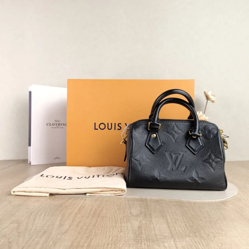 Louis Vuitton Crossbody Bag Speedy20 Black Monogram Empreinte Embossed Calfskin Small 20.5 × 12 × 13.5 cm — cover view 2 of 6