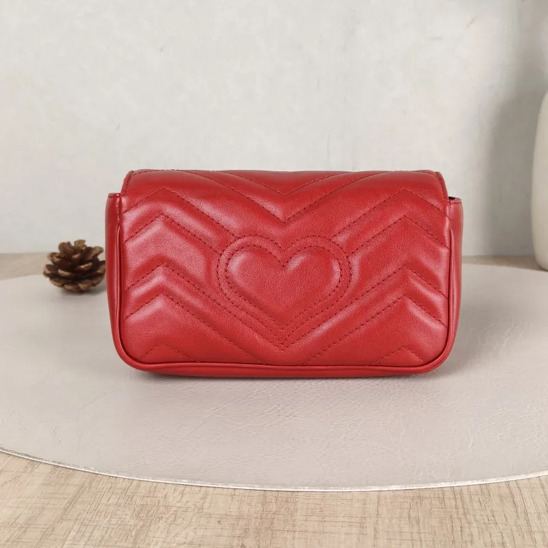 GUCCI Crossbody Bag GG Marmont Mini Marmont Mini Red Calfskin Mini 16.5 × 4.5 × 9.5 cm — cover view 2 of 6