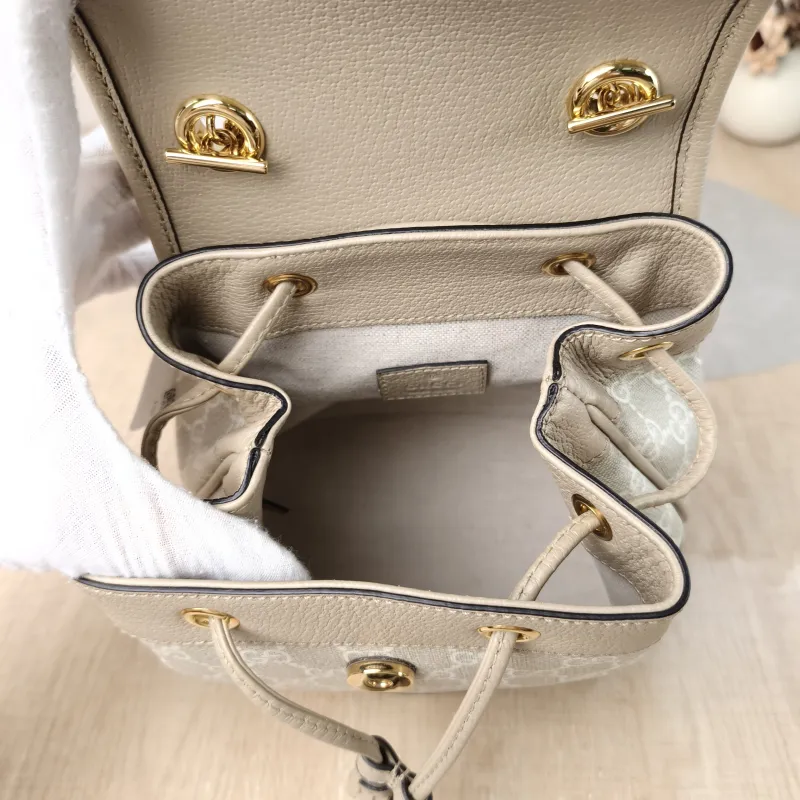 GUCCI Backpack ophidia g Backpack White Monogram PVC Mini 20.5 × 12 × 20 cm — detail view 4 of 12