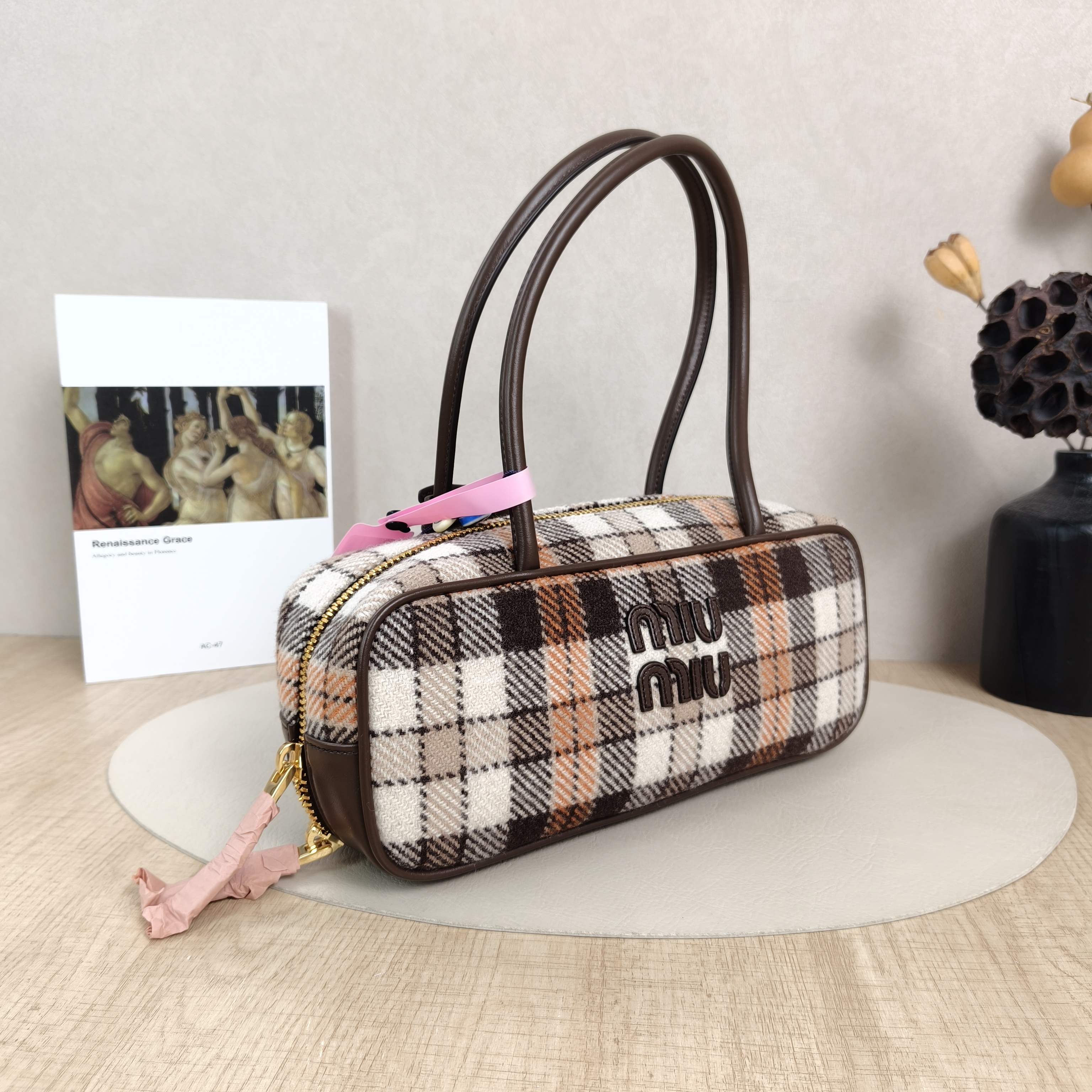 Miumiu Top Handle Bag Arcadie Collection Bowling Bag Colorblock Large 27 × 9 × 12 cm — cover view 3 of 6