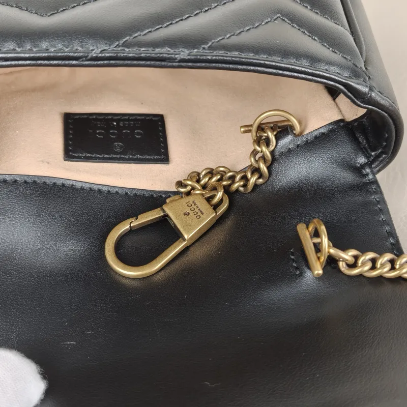 GUCCI Crossbody Bag GG Marmont Mini Marmont Mini Black Calfskin Mini 16.5 × 4.5 × 9.5 cm — detail view 11 of 12