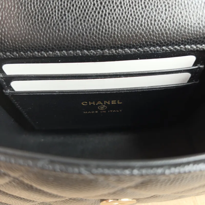 Chanel Crossbody Bag kelly Black Grained Calfskin nano 15 × 5 × 11 cm — detail view 8 of 13