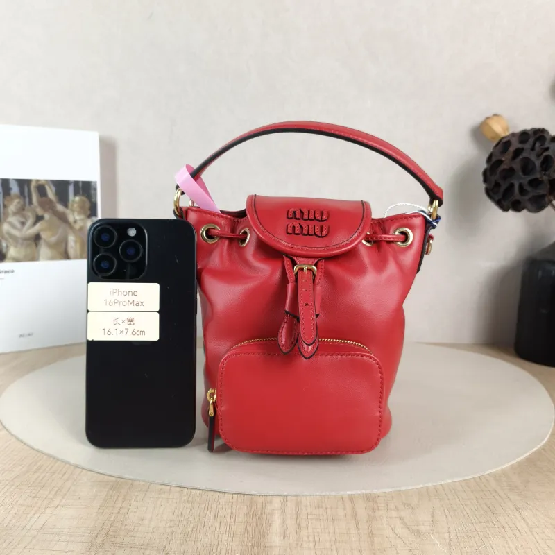 Miumiu Backpack Backpack Red Calfskin Mini 14 × 10 × 17 cm — cover view 5 of 6