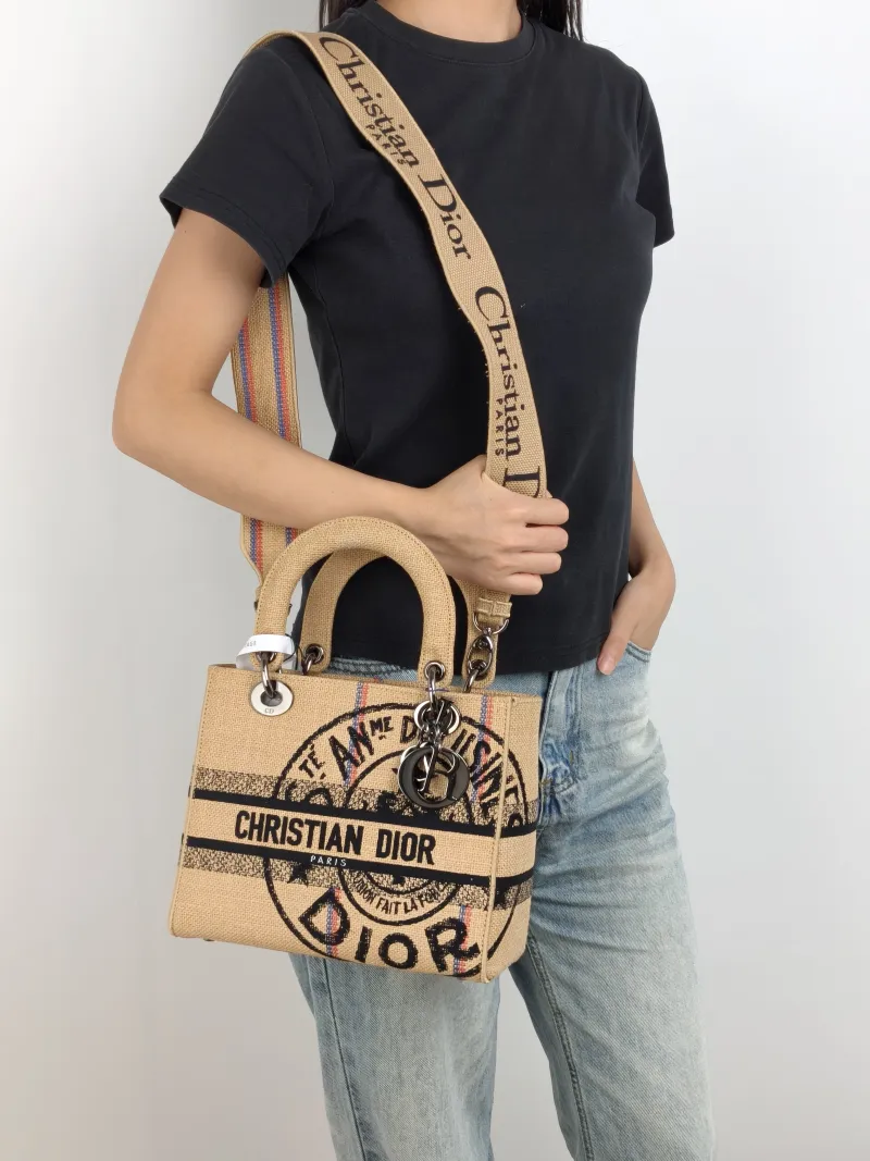 DIOR Top Handle Bag Lady Lady Dior Bag Black Medium 24 × 12 × 21 cm — on-model view 1 of 3
