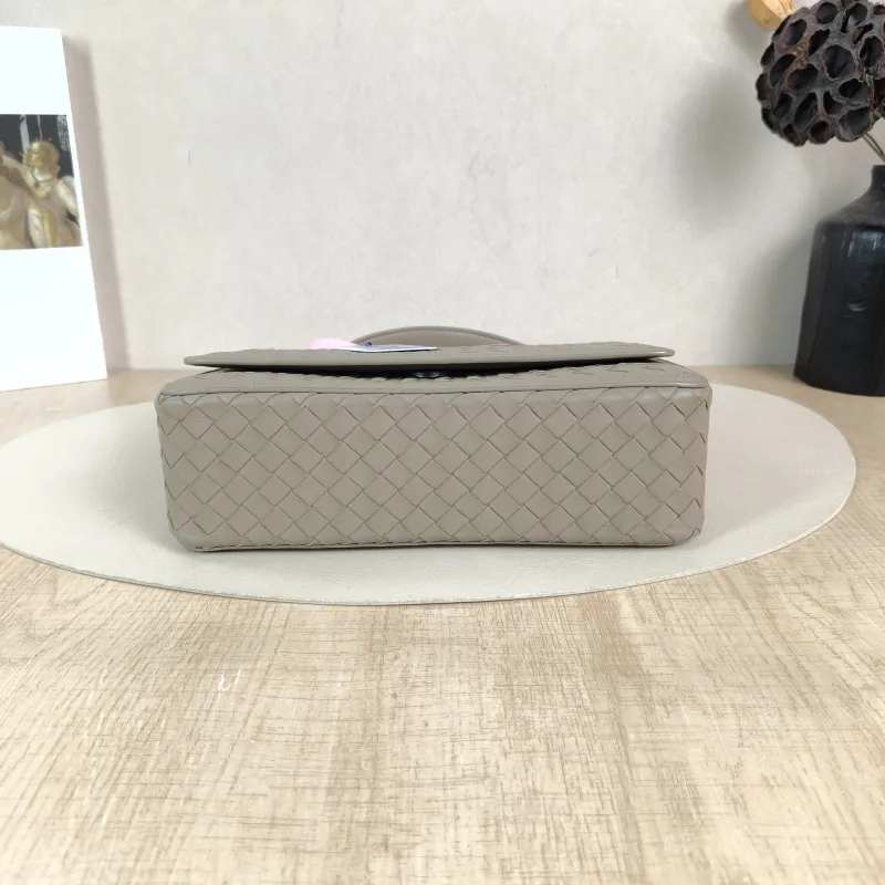 Bottega Veneta Top Handle Bag Woven Top Handle Crossbody Bag Grey Calfskin One Size 23 × 7 × 17 cm — cover view 2 of 5