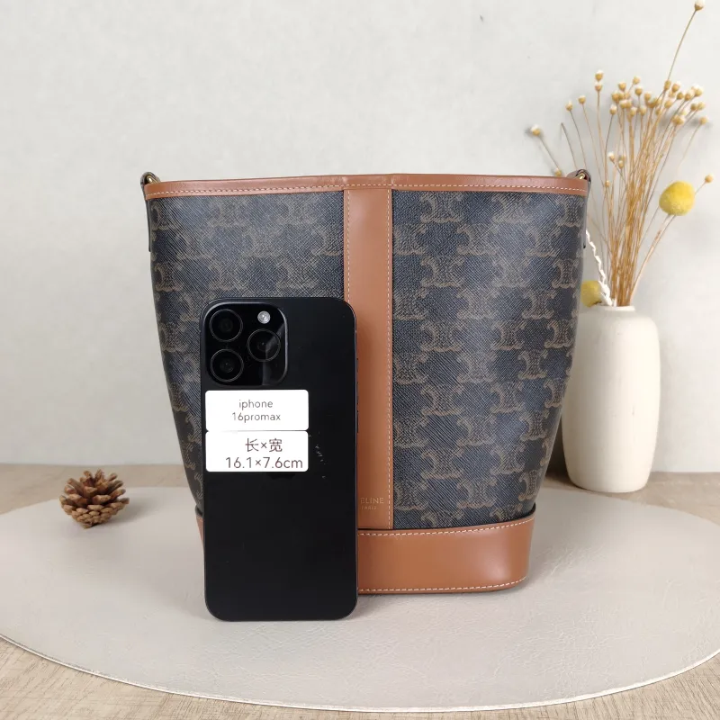 CELINE Crossbody Bag Triomphe Bucket Bag Monogram PVC Small22 × 13 × 26 cm — cover view 2 of 5