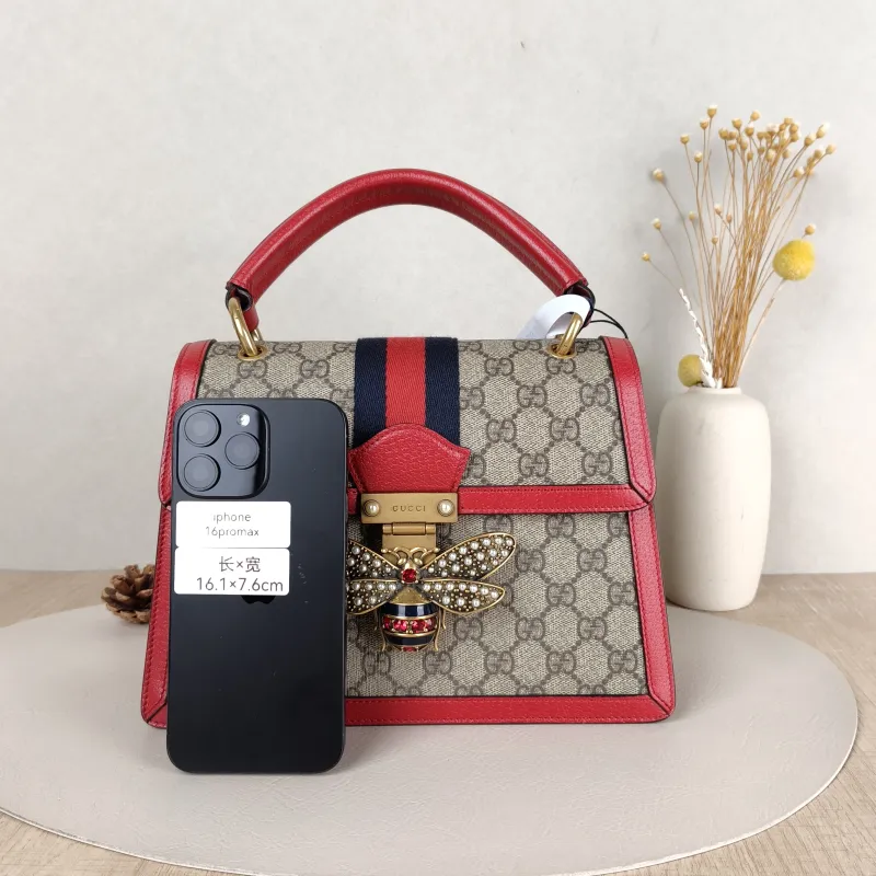GUCCI Top Handle Bag Queen Margaret Top Handle Bag Monogram PVC Small25.5 × 13 × 17.5 cm Leather Tag — cover view 4 of 5