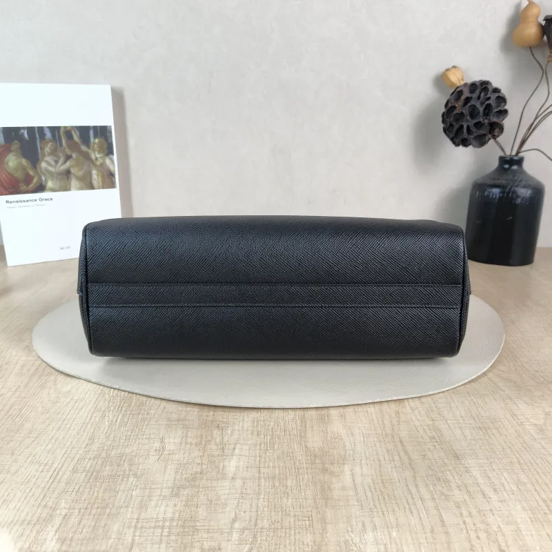 PRADA Top Handle Bag Saffiano Black Calfskin One Size 31.5 × 11 × 20 cm — cover view 2 of 6
