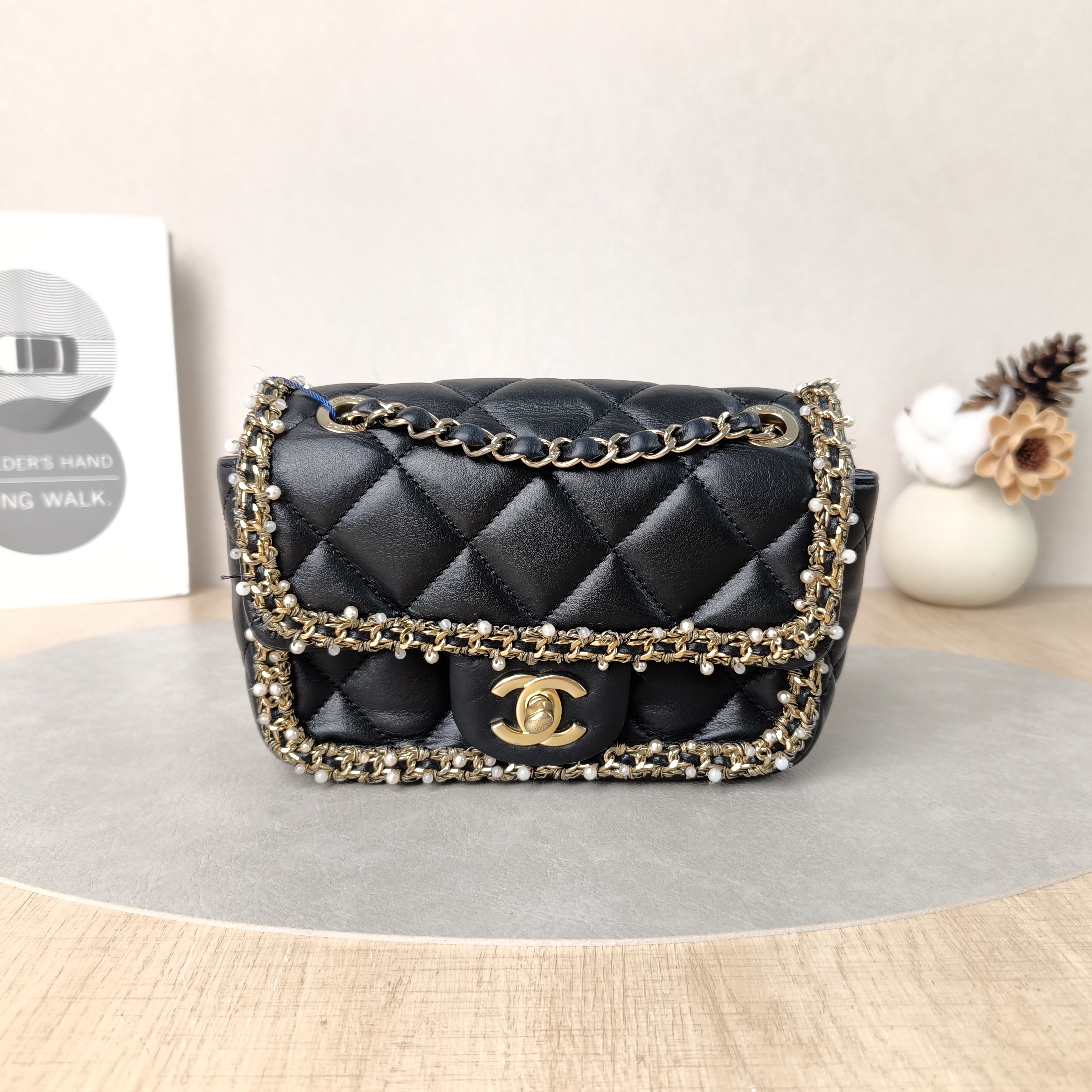 Chanel Crossbody Bag Pearl Woven Editioncf mini Black Calfskin One Size18 × 7 × 12.5 cm