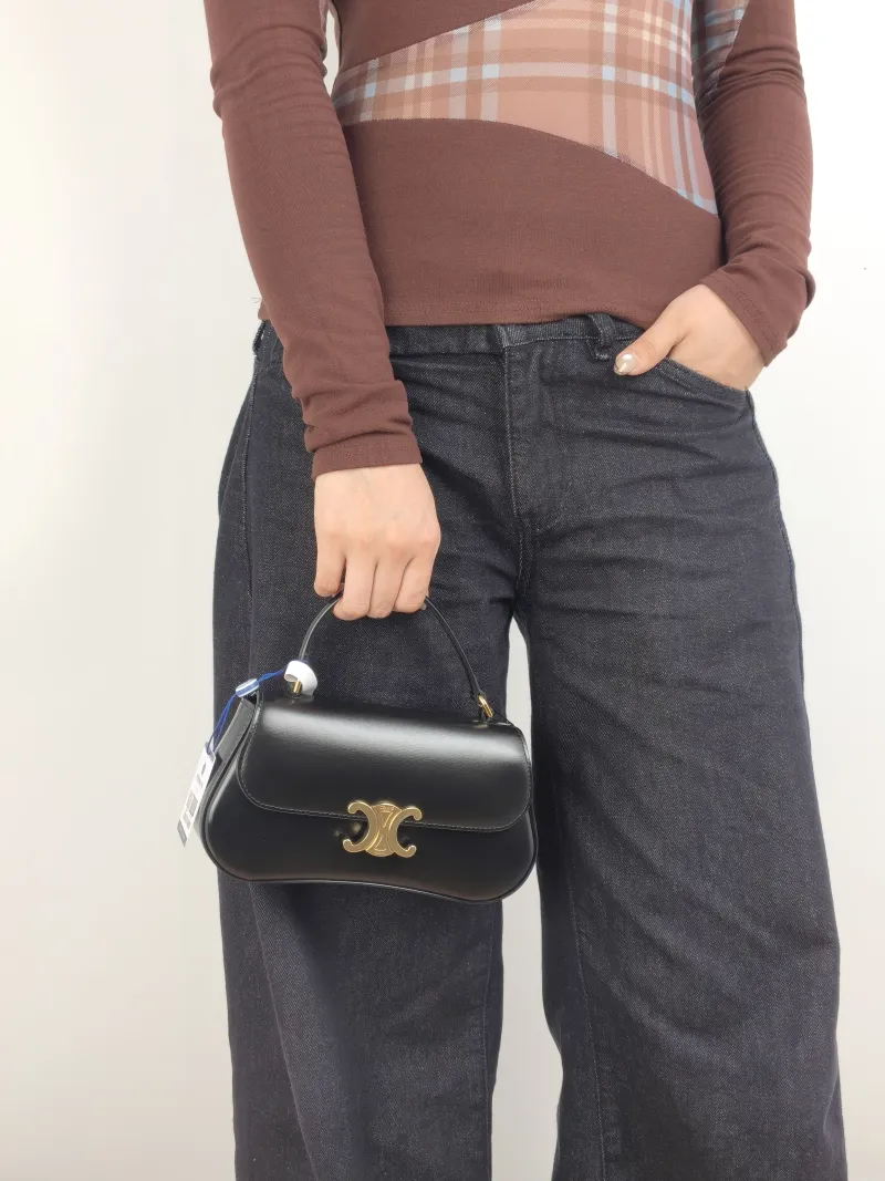 CELINE Crossbody Bag teen lola Crossbody Bag Black Calfskin One Size 20 × 5 × 11.5 cm — on-model view 3 of 3