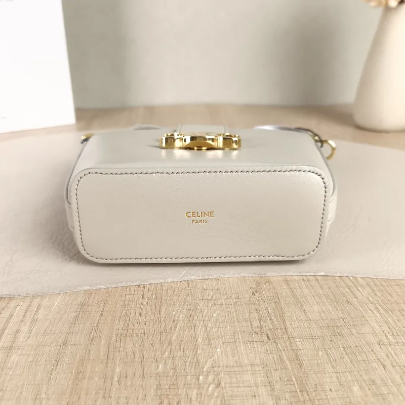 CELINE Crossbody Bag Louise Bucket Bag White Calfskin Mini 13.5 × 10 × 16 cm — cover view 4 of 5