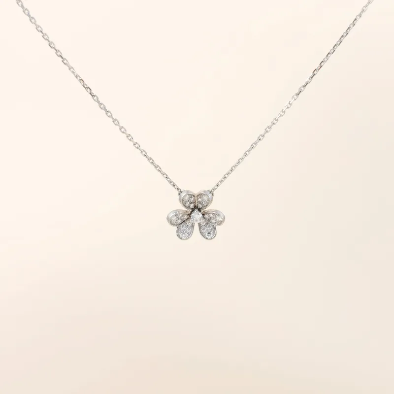 Van Cleef & Arpels Necklace Frivole Collection Pavé Diamond Necklace White Gold 18KW hite Gold Diamondmini42cm