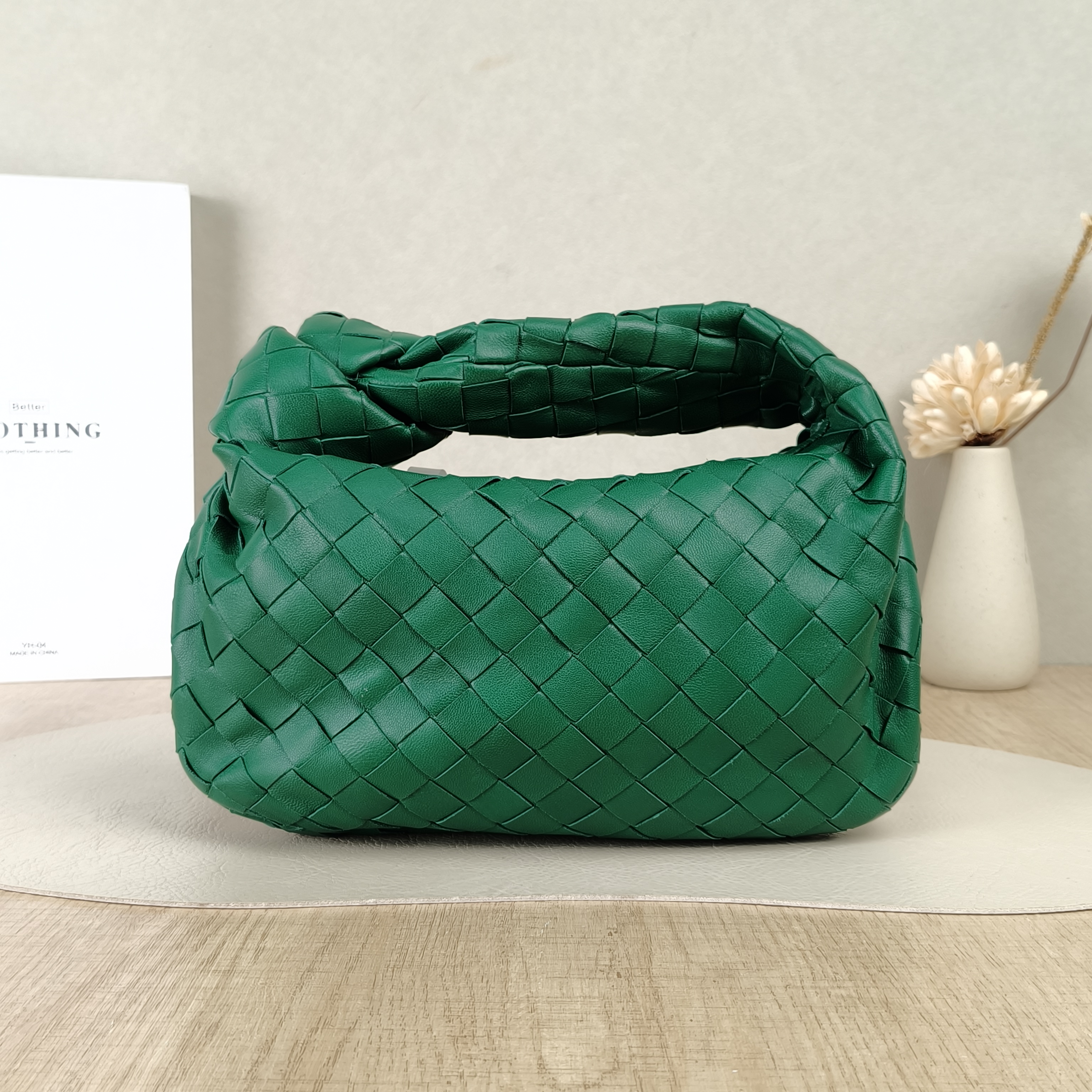 Bottega Veneta Top Handle Bag Jodie Green Lambskinmini28 × 8 × 23 cm — cover view 3 of 5