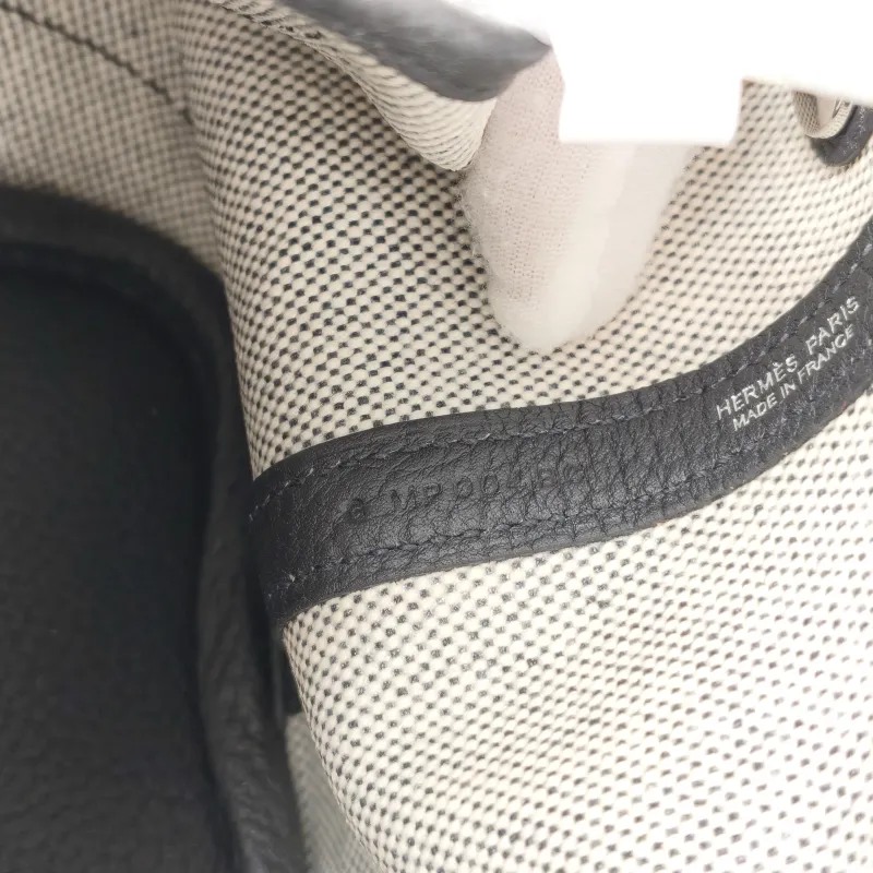 Hermès Top Handle Bag Neo Garden 23 Mini Black · Beige Canvas · Negonda Calfskin Mini 23 × 10 × 16 cm G — detail view 6 of 8