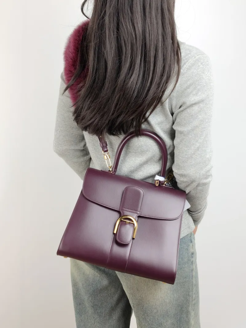 DELVAUX Top Handle Bag Brillant Calfskin Medium 29 × 15 × 22 cm — on-model view 3 of 3