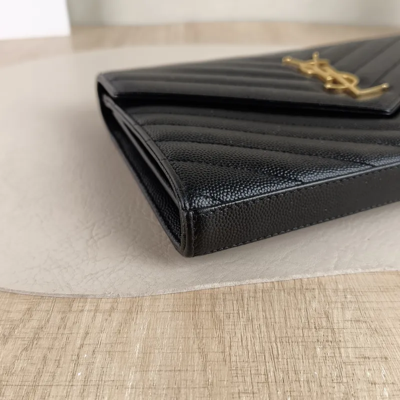 SAINT LAURENT Crossbody Bag CASSANDRE ENVELOPE Black Calfskin One Size 22.5 × 4 × 14 cm — detail view 2 of 10