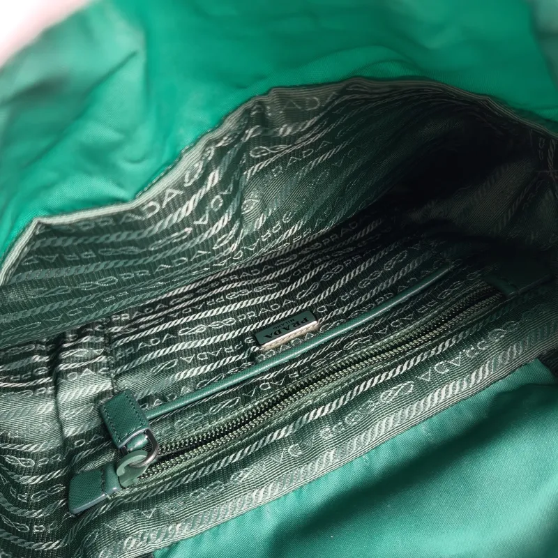 PRADA Backpack Nylon Backpack Green Nylon One Size 21 × 13 × 26 cm — detail view 3 of 11
