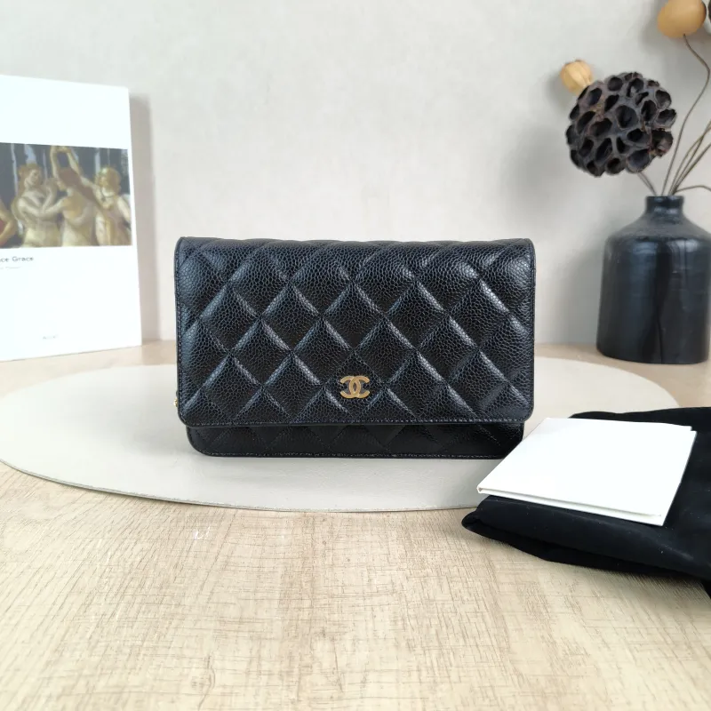 Chanel Crossbody Bag Classic Flap WOC CF WOCWOC Bag Black Grained Calfskinmini19.2 × 3.5 × 12.3 cm — cover view 6 of 6