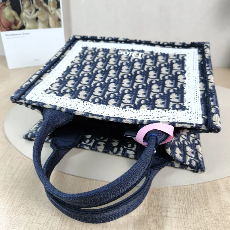DIOR Shoulder Bag Book Tote Shoulder Strap Edition Blue Canvas Small 26.5 × 14 × 22 cm — detail view 1 of 14