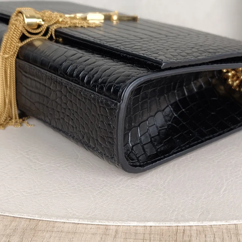 SAINT LAURENT Crossbody Bag KATE Edition Black Calfskin Medium 24 × 5.5 × 14.5 cm — detail view 10 of 12